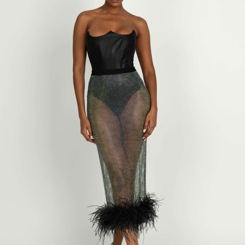 Rhinestone mesh skirt